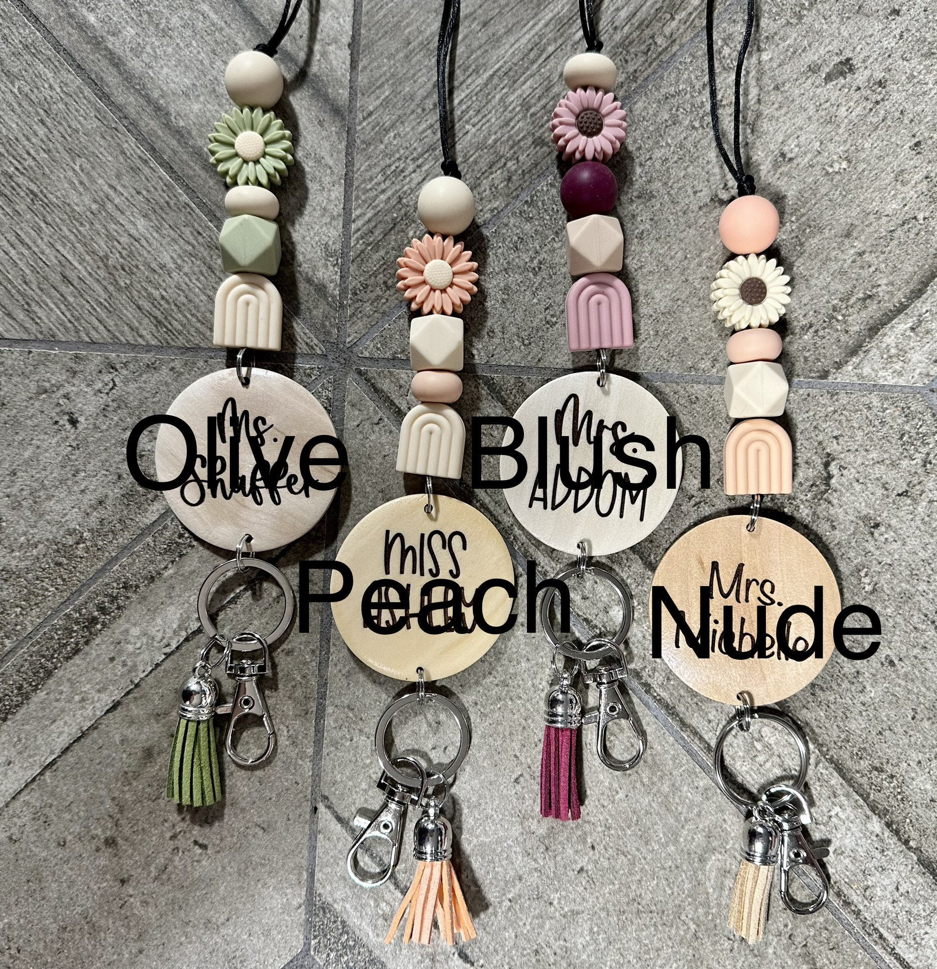 Handmade Designs Mixed Colorful Heishi Beads With Notebook Sunflower Blank Monogram Pendant Lanyard Keychain With ID Card Holder Image 4