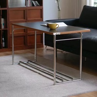 Table basse Bauhaus pour salon, petit espace, table à thé multifonctionnelle, design rétro, bois massif, acier inoxydable, table centrale