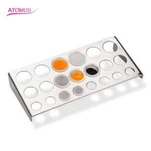 Support rectangulaire en acier inoxydable à 21 trous pour coupelles de pigment de <span class=keywords><strong>tatouage</strong></span>, support pour machine à tatouer, équipement de broderie - Product Image 1