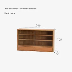 Solid Wood Sliding Door <b>Sideboard</b> North American Cherry Wood Living Room <b>Storage</b> Cabinet with Modern Design - Product Image 6