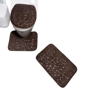 Tapis de bain en polaire gaufré Cangming, ensemble de 3 pièces, absorbant et antidérapant pour les toilettes et la douche - Product Image 5