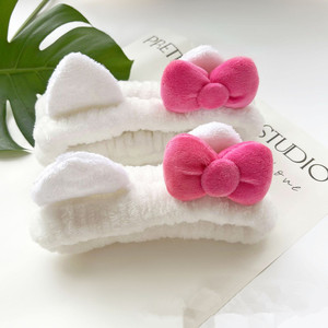 कस्टम लोगो महिला लड़कियों प्यारी गुलाबी धनुष स्पा हेडबैंड मेकअप चेहरे की प्यारी बिल्ली कान बाल बाल बाल बाल बाल - Product Image 6