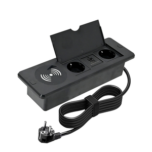 Conference Room Power Socket Pop-Up Desktop Outlet with Wireless Charging and Sliding Cover - Product Image 3