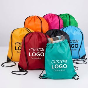 Sac à cordon personnalisé avec logo, imprimé sur mesure, en tissu nylon 210D, sac à cordon pour l'épicerie, sac filet à cordon - Product Image 1