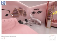 Présentoir de comptoir M&S Pink Style pour vernis à ongles et cils, idéal pour l'aménagement intérieur de petits salons de beauté
