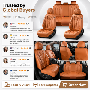 Ensemble de housses de siège de voiture Luxfit en cuir Nappa matelassé diamant <span class=keywords><strong>cognac</strong></span>, enveloppement complet, amélioration de l'habitacle pour berline et SUV, compatible airbag, ajustement universel - Product Image 4