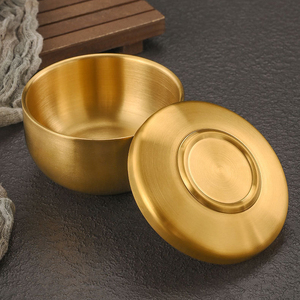 <span class=keywords><strong>Ciotola</strong></span> in Acciaio Inox per Insalata, Frutta e Dessert, Stile Coreano, Oro e Argento, con Coperchio, per Ristoranti - Product Image 3