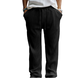 Pantalones casuales de otoño para hombre, de corte recto y pierna ancha, con pliegues frontales, ecológicos, de poliéster y algodón, para venta transfronteriza en tiendas independientes. - Product Image 1