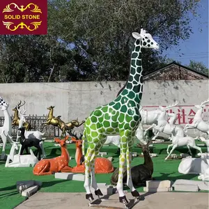 fabrik direktpreis outdoor garten dekorative handschnitzerei natürliches harz giraffe glasfaser-statue