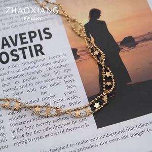 Nuevo Diseño, Collar de Doble Capa con Estrella de Cinco Puntas en Oro de 18k, Collar de Acero Inoxidable, Joyería de Acero Inoxidable - Product Image 4