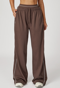 Pantalon de jogging surdimensionné en coton épais personnalisé, pantalon de survêtement pour femme à taille haute et jambe large avec poches - Product Image 4