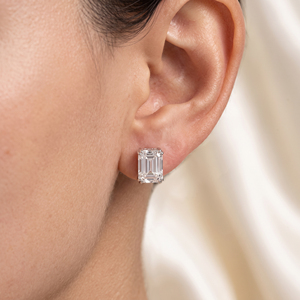 Exquisite Emerald Cut Lab Made Diamond Screw Back Solitaire <b>Stud</b> <b>Earrings</b> 18K White Gold Women Jewelry <b>Stud</b> <b>Earrings</b> - Product Image 2