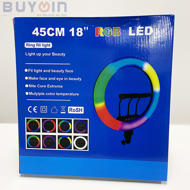 Beauty Makeup Led Fill Light Photography Circle Phone Selfie Ring Light With Tripod Stand for Youtube 18 Inch Rgb Ring Light