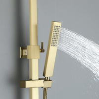 Système de douche mural de luxe en or brossé avec robinetterie apparente pour salle de bain