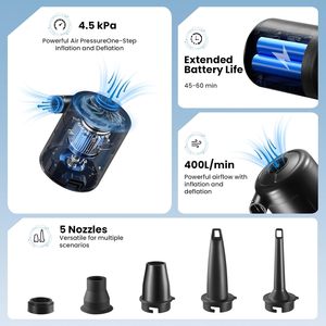 Pompe à air électrique rechargeable de 6000 mAh à longue autonomie pour gonfler les flotteurs de piscine, les matelas pneumatiques, équipement pour campeurs - Product Image 2