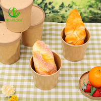 Bol à salade rond en papier kraft jetable de qualité alimentaire de 500ml 750ml 1000ml 8oz pour salade