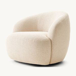 Sillón RH <span class=keywords><strong>LUISA</strong></span>, Sillón de Tela Texturizada Beige Curvo y Acolchado, Moderno y Lujoso para Sala de Estar u Oficina en Casa - Product Image 3