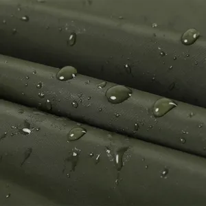 Jas hujan PVC panjang pria, jas hujan dewasa hijau tentara tahan air tugas berat kain Oxfod untuk hari hujan