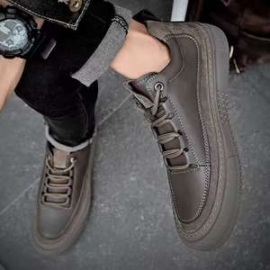 Fashion Trend <b>Ankle</b> Lace-up Sneakers High Quality Real Leather with Platform Mesh - Product Image 5
