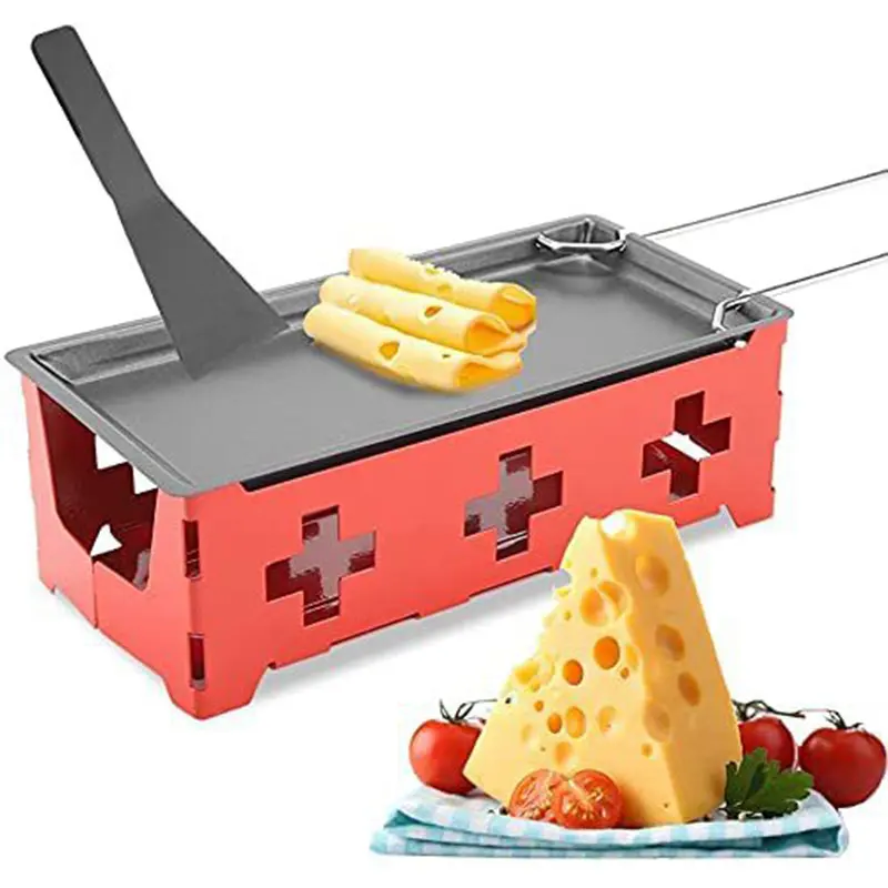 Yapışmaz Metal peynir Raclette Pan Spatula mumlar ile taşınabilir Mini izgara aracı pratik mutfak alet peynir Pan TS2