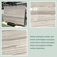 Marbre à grain de bois naturel personnalisable avec des carreaux en céramique, adapté aux comptoirs d'îlots de cuisine et aux sols d'hôtels