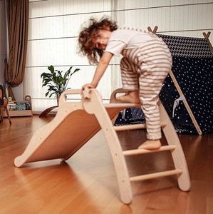 Gimnasio Interior Montessori: Set Educativo de Madera Plegable con Tobogán para Bebés, Moderno, Seguro y Resistente, para Desarrollo de Habilidades Motoras y Equilibrio Escolar - Product Image 3