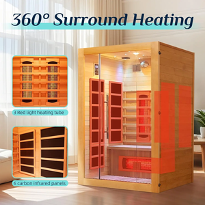 ساونا فاخرة حمراء خفيفة 2 شخص طيف كامل ساونا الأشعة تحت الحمراء البعيدة للبيع - Product Image 4