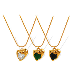Collar de aleación de zinc con forma de corazón y colgante de cristal engastado en bisel para joyería de fiesta - Product Image 5