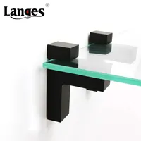 Accroche-étagère réglable flottant en alliage de Zinc noir, 1 pièce, support acrylique en verre