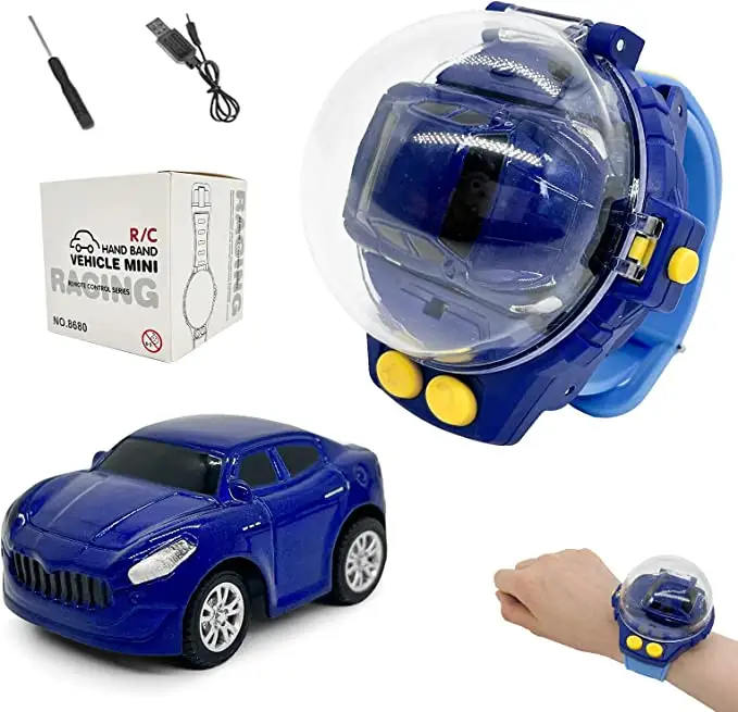 On-Line Jam Tangan Mini Remote Control Mobil Mainan Aloi 2.4 GHz Lucu Jam Tangan Balapan Mobil dengan USB Pengisian RC Mainan Permainan Mobil Kecil