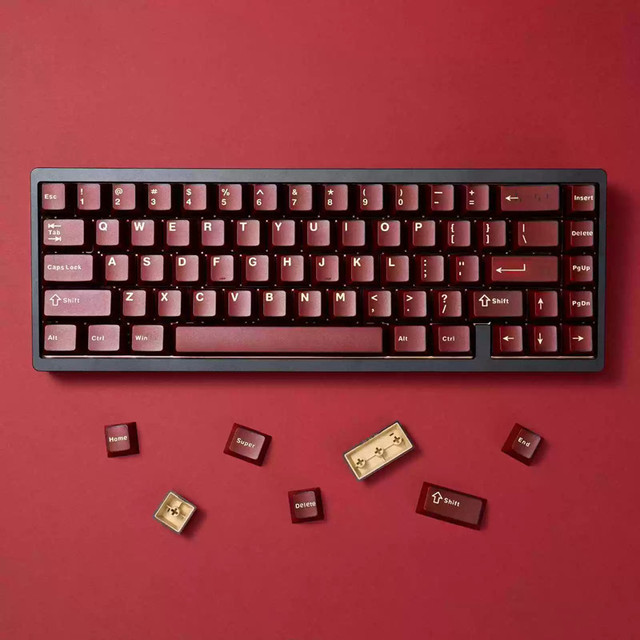 Semi-Translucent Red Wine Red/Klein Blue/Green/White/Pink ABS Doubleshot Keycaps Cherry Profile for Mechanical Keyboard