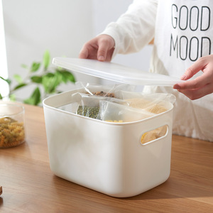 Clothing Organizer <b>Plastic</b> Storage <b>Bins</b> Rectangle With Lid Stackable For Bathroom <b>Kitchen</b> Office Desktop Use - Product Image 2