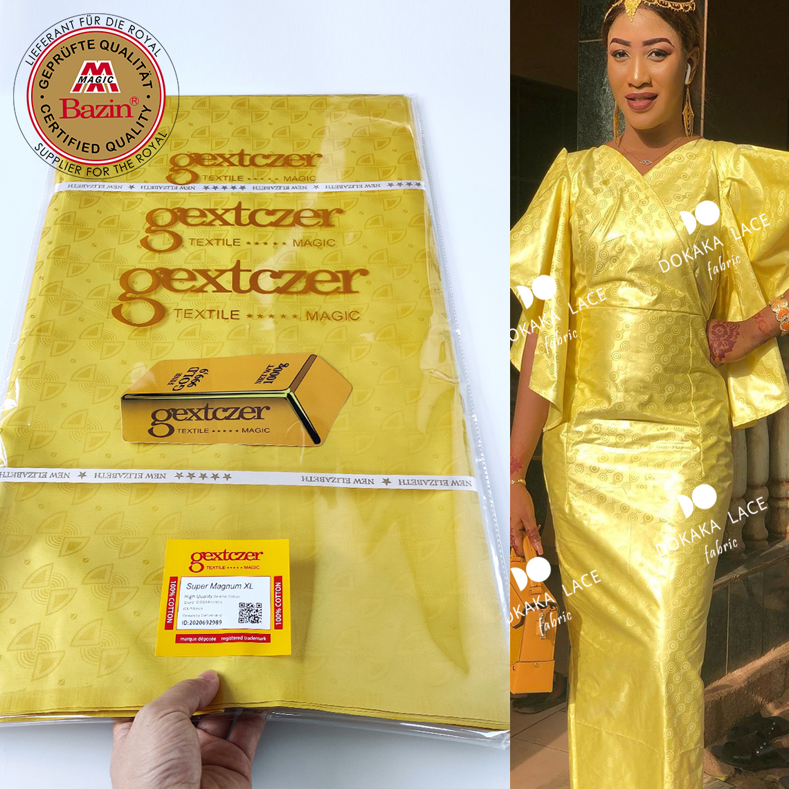 Yellow African Bazin Riche Gextczer For Guinea Gambia Men Or Women Daily Clothing 2021 Top Quality Basin Riche Lace Fabrics