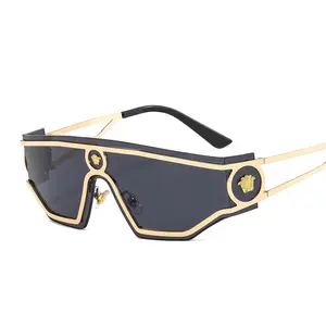 Óculos de sol de grife moderno para meninas, óculos de sol com armação de metal da moda masculina, óculos de sol de marca de luxo