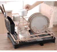 Escurridor de Cocina de Aleación de Aluminio, Escurridor de Doble Capa para Platos y Palillos