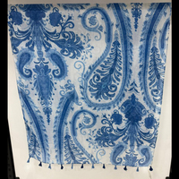 Écharpe d'été à motif Paisley avec pompons, texture douce au toucher, châle en cachemire léger, longueur moyenne, ourlet thermocollé