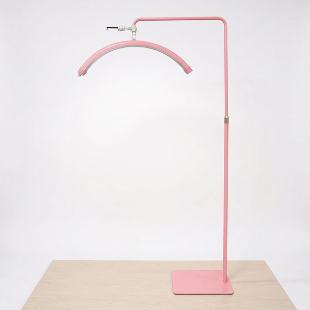 Pink Half Moon Lash Light LED Floor Lamp Dimmable Shadowless Beauty Light for Eyelash Extensions Salon Tattoo Light