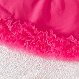 Kız Çocuk Yazlık Elbise Düz Renk Takım Yaka Boncuklu Ceket + File Dantel Etek Seti Tatlı Stil Kamgarn Kumaş - Product Image 5