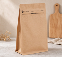 Pochette à fond plat en papier kraft mat, impression personnalisée, fermeture éclair, sac à café pour l'emballage des grains de café et des aliments secs