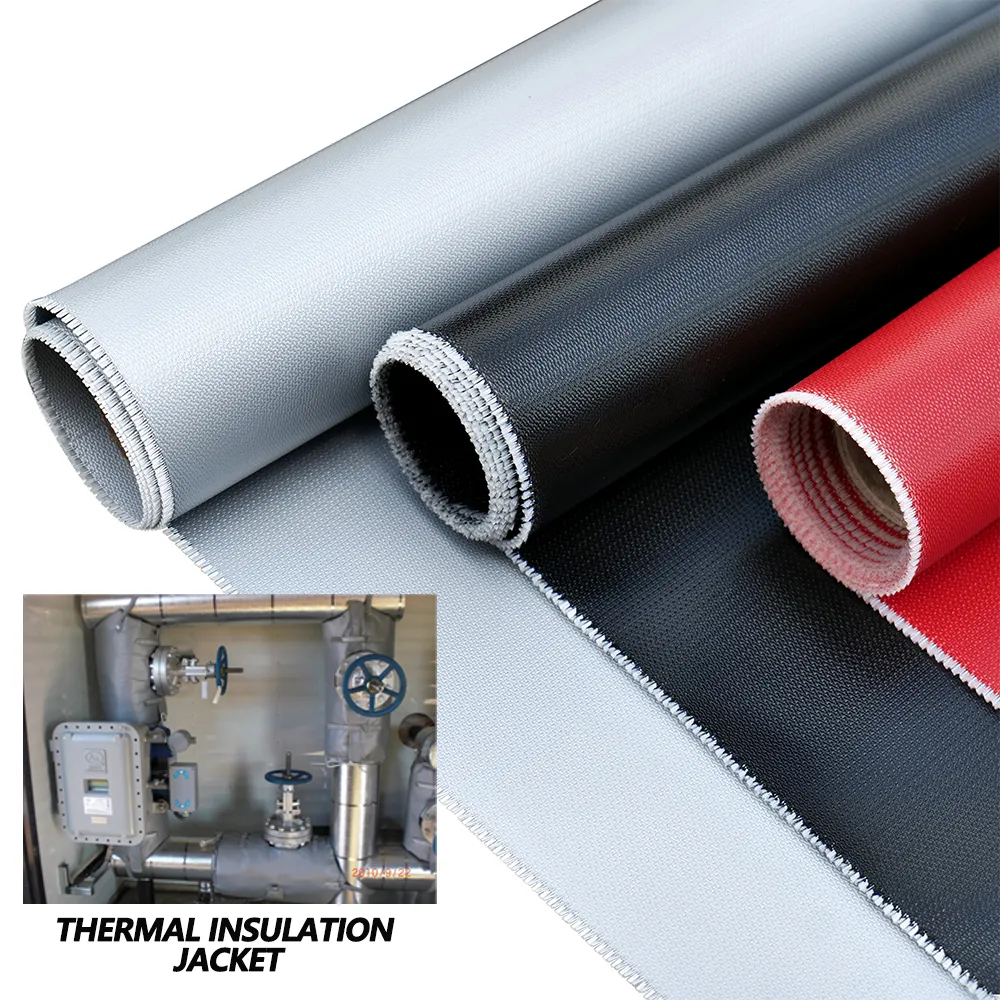 0.5mm 17oz Thermal Insulation Fiber Glass Fabric With Black Silicone Rubber Coated High Temperature Fiberglass Cloth