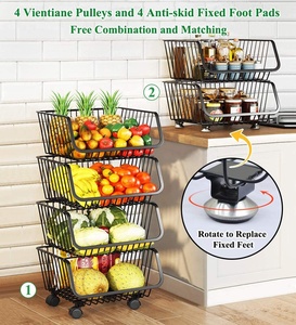 Cesta <span class=keywords><strong>de</strong></span> Metal para almacenamiento <span class=keywords><strong>de</strong></span> cables, contenedores <span class=keywords><strong>de</strong></span> Metal apilables para patatas, cebollas, frutas y verduras, soporte <span class=keywords><strong>de</strong></span> 5 niveles, organizador <span class=keywords><strong>de</strong></span> carro rodante - Product Image 3