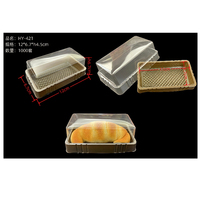 Boîte de boulangerie rectangulaire en plastique transparent avec base marron, jetable, pour croissants, pain, pâtisseries, desserts, avec couvercle