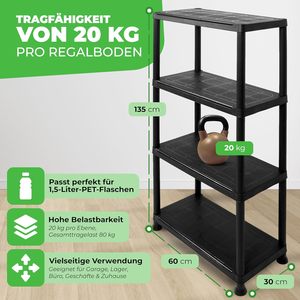Ensemble de rangement modulaire robuste à 4 <span class=keywords><strong>étagère</strong></span>s Protection contre la corrosion Système d'<span class=keywords><strong>étagère</strong></span>s de rangement en plastique - Product Image 2