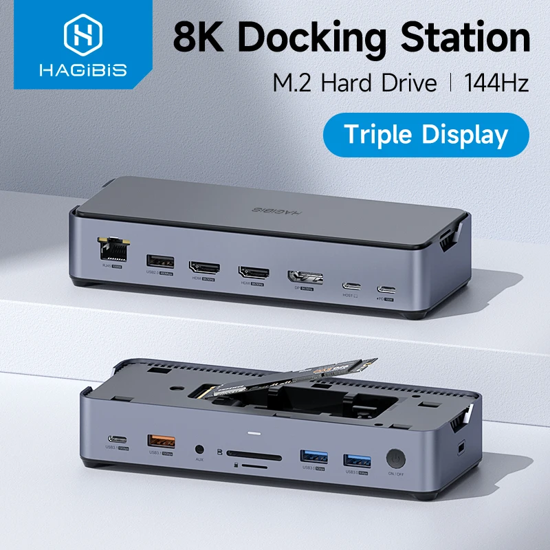 Hagibis USB C Docking Station - Triple Display & SSD Support
