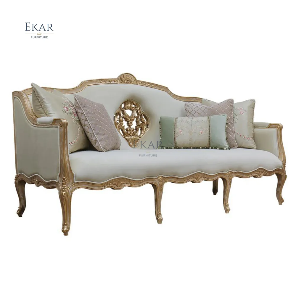 Bán Chạy Sofa Gỗ Phong Cách Pháp Chạm Khắc Bằng Tay Đệm Cổ Ghế Sofa Vải Arab Majlis Cho Gia Đình Nội Thất Phòng Khách Sang Trọng