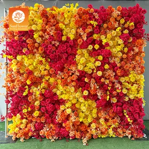 Sunwedding 3d artificiale fiore colorato parete prodotti per la decorazione di nozze all'ingrosso