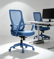 Chaise de bureau ergonomique moderne à dossier mi-haut en maille, pivotante, avec accoudoirs fixes, hauteur réglable, tissu respirant et base en acier pour usage professionnel