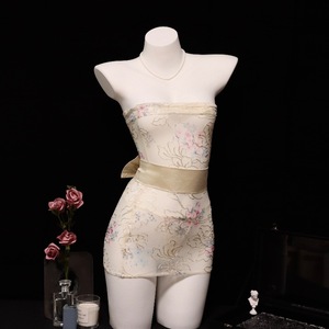 Ensemble kimono transparent brodé sans bretelles Manyu, lingerie sexy, uniforme moulant 9332 - Product Image 1
