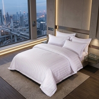 Draps d'hôtel de luxe 5 étoiles personnalisés Guangzhou JF, 250TC, tissés, écologiques, rayés, en coton blanc