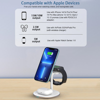 Cargador Inalámbrico Multifuncional 3 en 1, Carga Rápida de 15W/10W con QC3.0/PD2.0 para Auriculares y Reloj Inteligente, Puerto Tipo-C